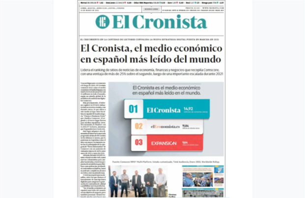 El Cronista salió a comunicar que se convirtió en el diario económico más  leído en español ~ Revista Imagen